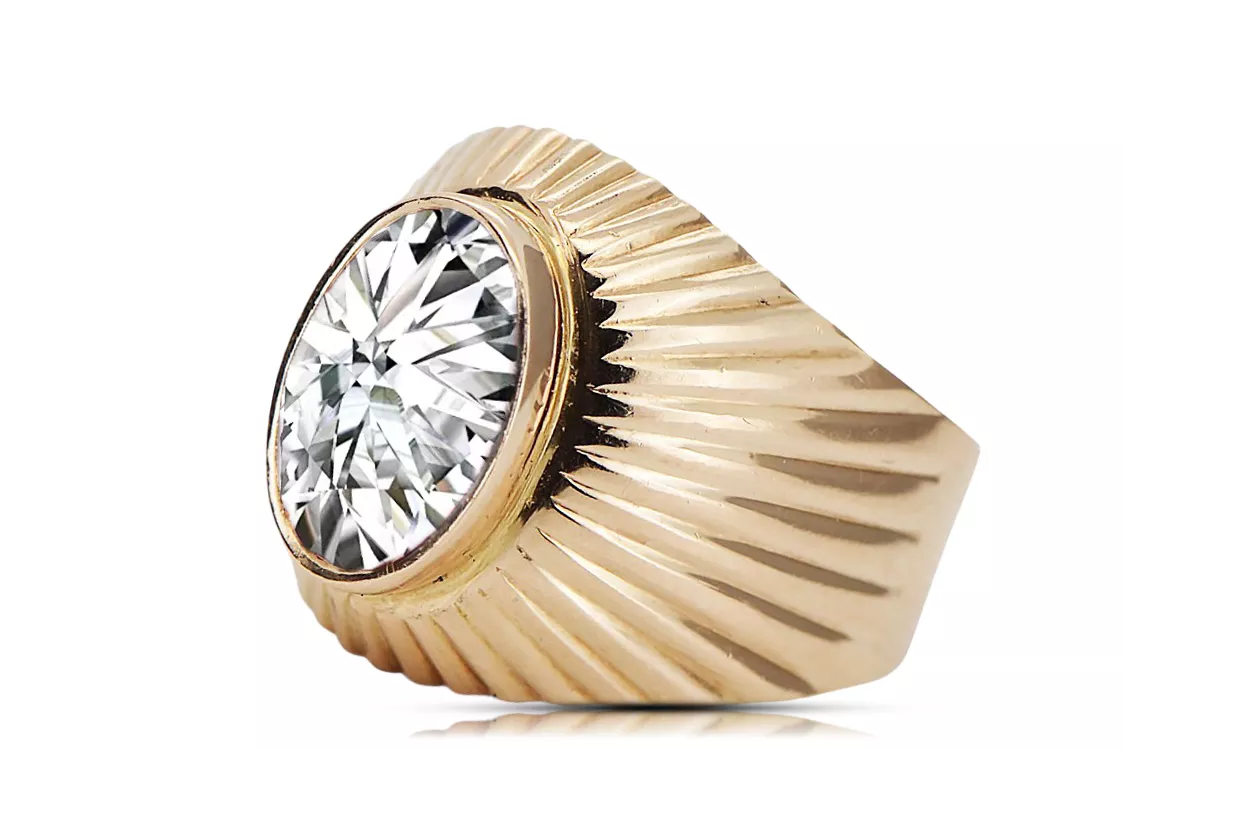 Prsteň kubický Zirkón Originálny vinobranie 14k s ružovým zlatým vintage VRC127r